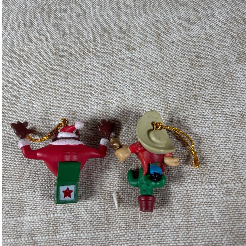 Vintage Looney Tunes Taz Santa and Yosemite Sam Ornaments Set of 2